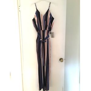 J for Justify Jumpsuit - blue pink white stripes